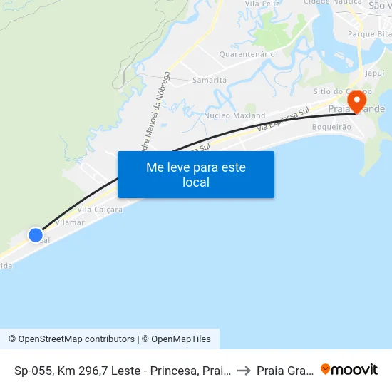 Sp-055, Km 296,7 Leste - Princesa, Praia Grande to Praia Grande map