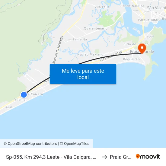 Sp-055, Km 294,3 Leste - Vila Caiçara, Praia Grande to Praia Grande map