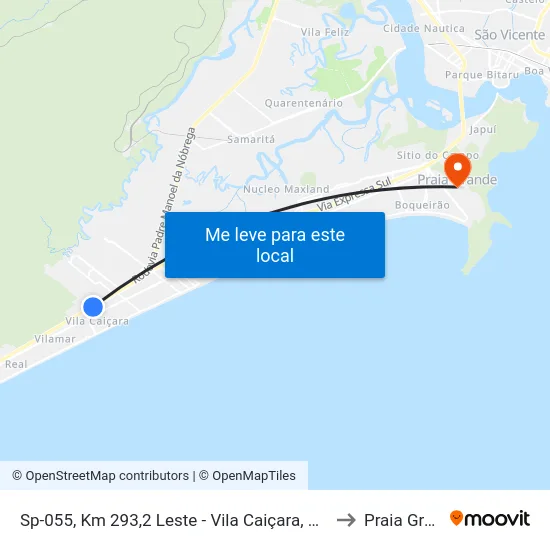 Sp-055, Km 293,2 Leste - Vila Caiçara, Praia Grande to Praia Grande map