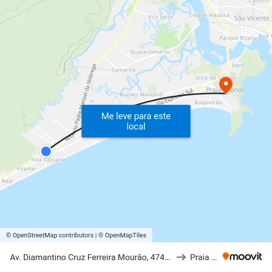 Av. Diamantino Cruz Ferreira Mourão, 4746 - Balneario Pires, Praia Grande to Praia Grande map