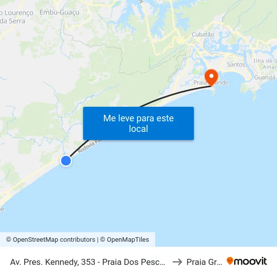 Av. Pres. Kennedy, 353 - Praia Dos Pescadores, Itanhaém to Praia Grande map