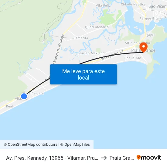 Av. Pres. Kennedy, 13965 - Vilamar, Praia Grande to Praia Grande map