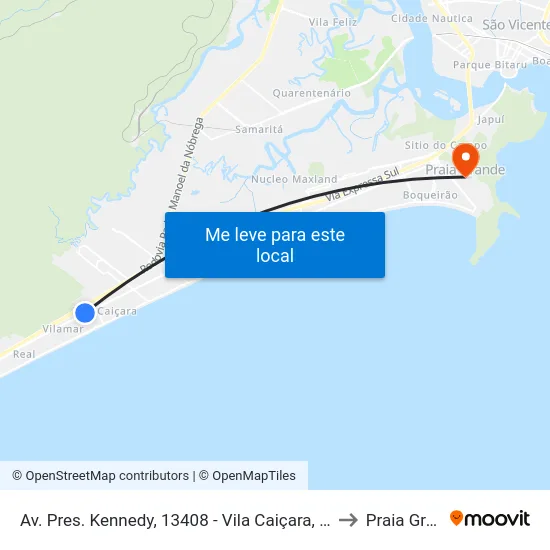Av. Pres. Kennedy, 13408 - Vila Caiçara, Praia Grande to Praia Grande map