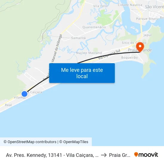 Av. Pres. Kennedy, 13141 - Vila Caiçara, Praia Grande to Praia Grande map