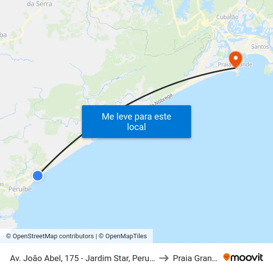 Av. João Abel, 175 - Jardim Star, Peruíbe to Praia Grande map