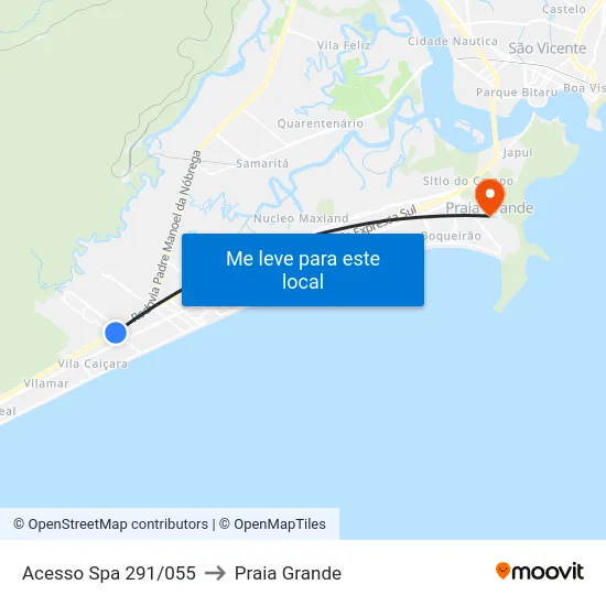 Acesso Spa 291/055 to Praia Grande map