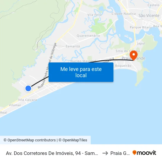 Av. Dos Corretores De Imóveis, 94 - Samambaia, Praia Grande to Praia Grande map