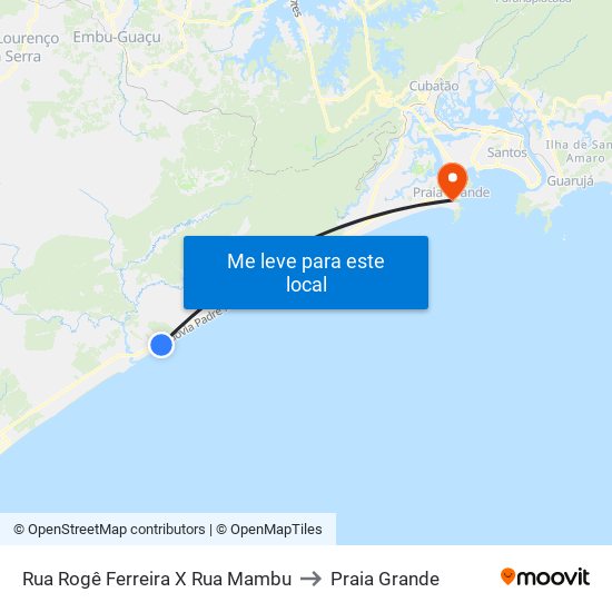 Rua Rogê Ferreira X Rua Mambu to Praia Grande map