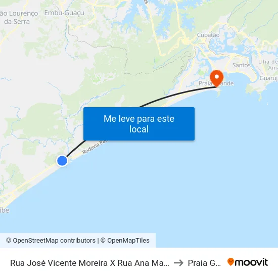 Rua José Vicente Moreira X Rua Ana Maria Martins Rivera to Praia Grande map