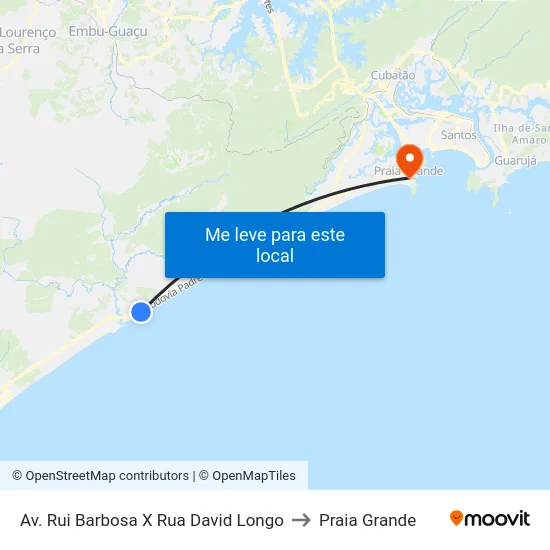 Av. Rui Barbosa X Rua David Longo to Praia Grande map