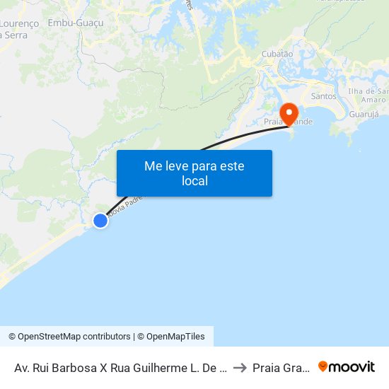 Av. Rui Barbosa X Rua Guilherme L. De Oliveira to Praia Grande map