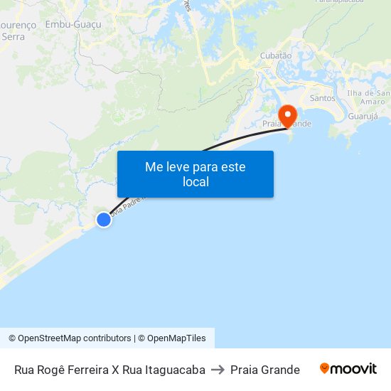 Rua Rogê Ferreira X Rua Itaguacaba to Praia Grande map