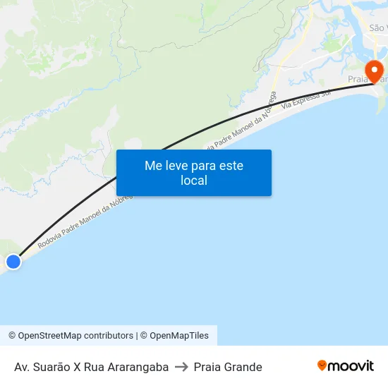 Av. Suarão X Rua Ararangaba to Praia Grande map