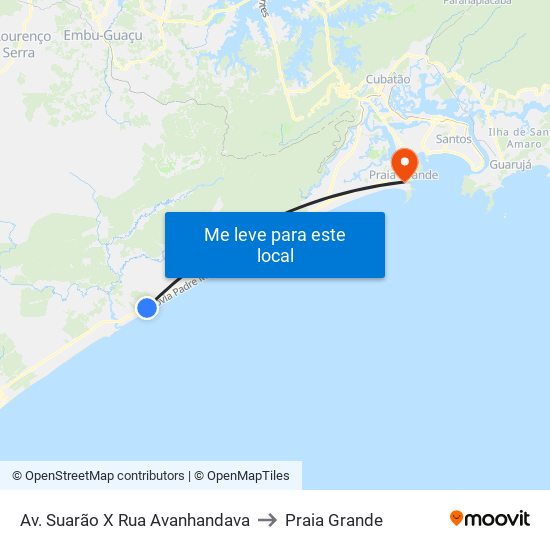 Av. Suarão X Rua Avanhandava to Praia Grande map