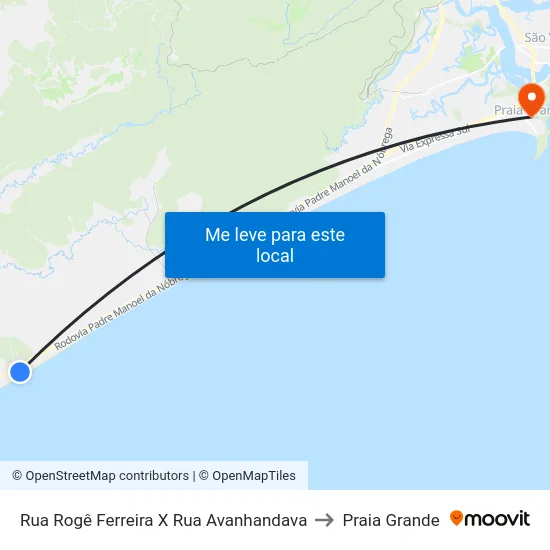 Rua Rogê Ferreira X Rua Avanhandava to Praia Grande map