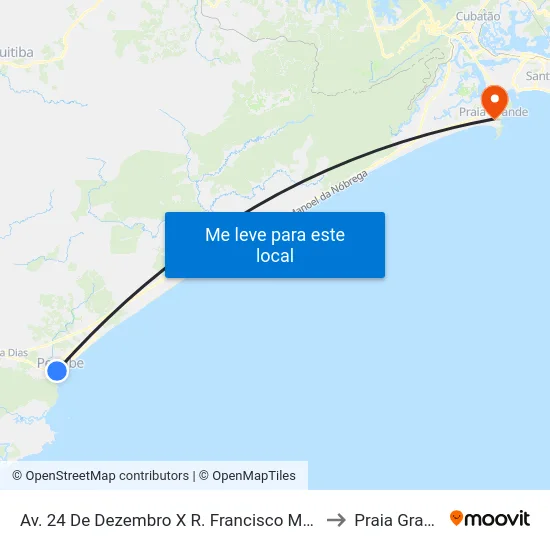 Av. 24 De Dezembro X R. Francisco Moratori to Praia Grande map