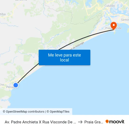 Av. Padre Anchieta X Rua Visconde De Inhaúma to Praia Grande map