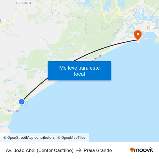 Av. João Abel (Center Castilho) to Praia Grande map