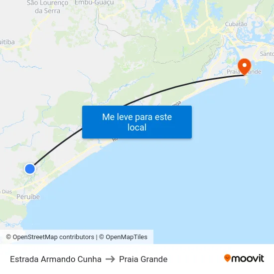Estrada Armando Cunha to Praia Grande map