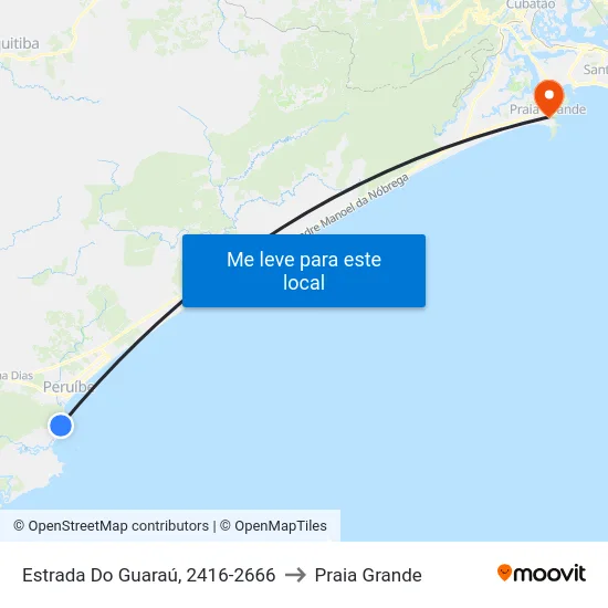 Estrada Do Guaraú, 2416-2666 to Praia Grande map
