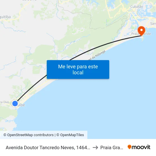 Avenida Doutor Tancredo Neves, 1464-1530 to Praia Grande map