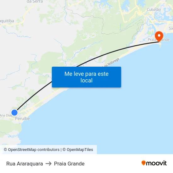 Rua Araraquara to Praia Grande map