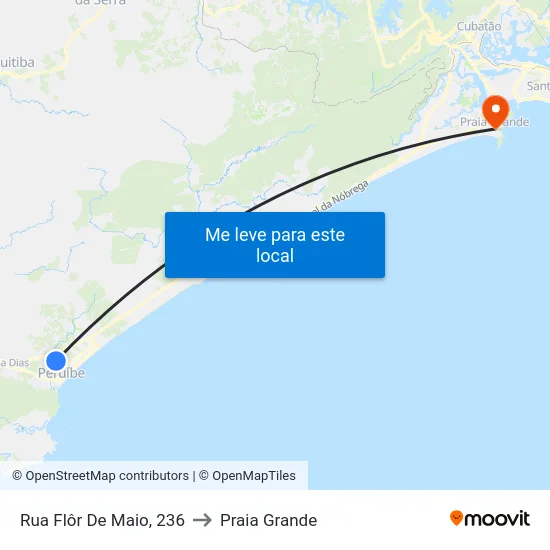 Rua Flôr De Maio, 236 to Praia Grande map