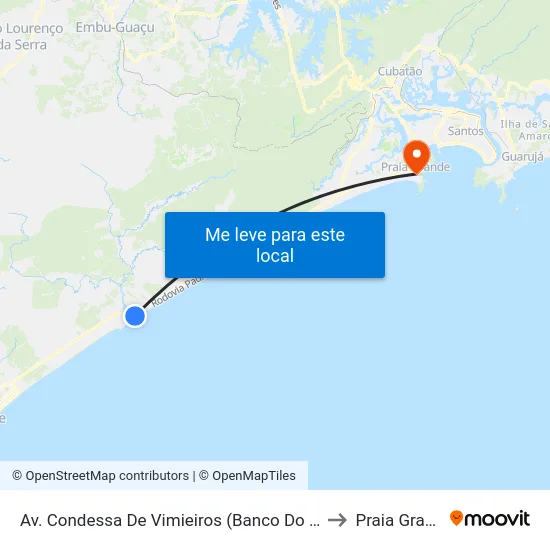 Av. Condessa De Vimieiros (Banco Do Brasil) to Praia Grande map