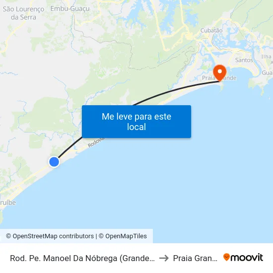 Rod. Pe. Manoel Da Nóbrega (Grandesp) to Praia Grande map