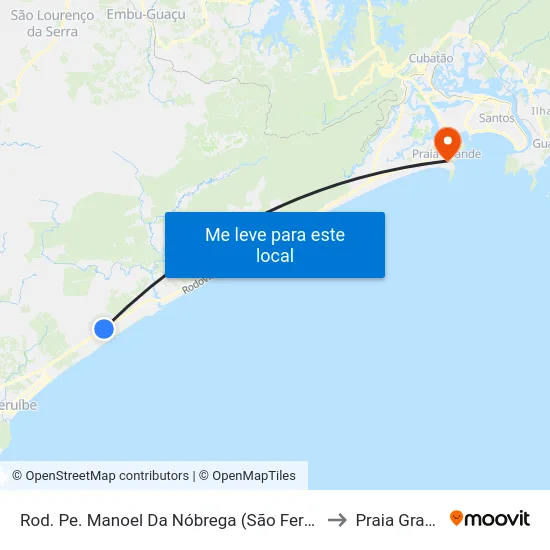 Rod. Pe. Manoel Da Nóbrega (São Fernando) to Praia Grande map