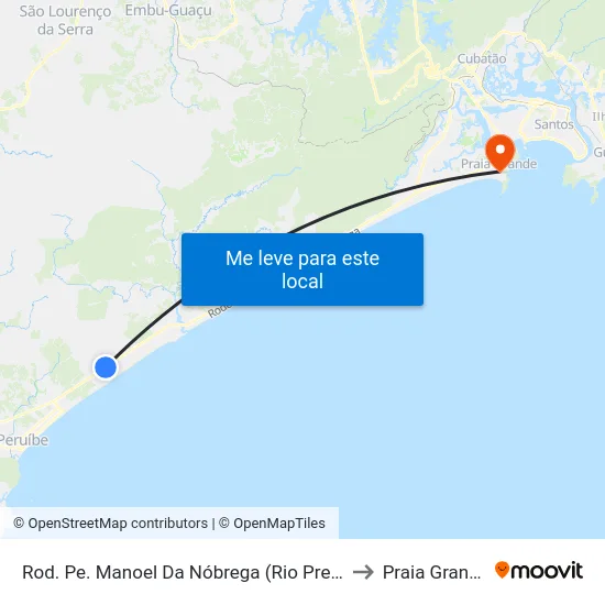 Rod. Pe. Manoel Da Nóbrega (Rio Preto) to Praia Grande map