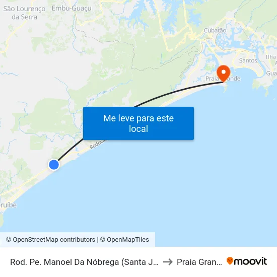 Rod. Pe. Manoel Da Nóbrega (Santa Julia) to Praia Grande map