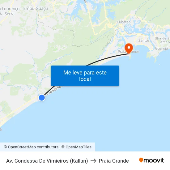 Av. Condessa De Vimieiros (Kallan) to Praia Grande map