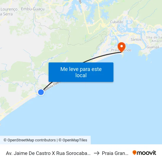 Av. Jaime De Castro X Rua Sorocabana to Praia Grande map