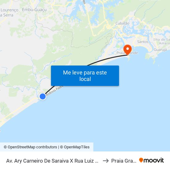 Av. Ary Carneiro De Saraiva X Rua Luiz Rodrigues to Praia Grande map
