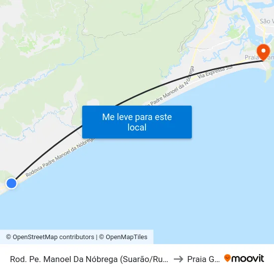 Rod. Pe. Manoel Da Nóbrega (Suarão/Rua Mansueto Gregório) to Praia Grande map