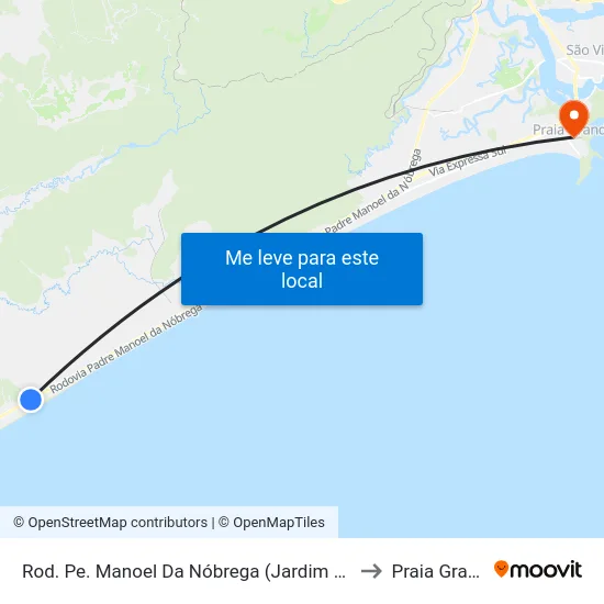 Rod. Pe. Manoel Da Nóbrega (Jardim Suarão) to Praia Grande map
