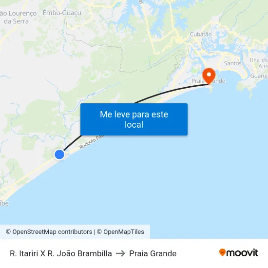 R. Itariri X R. João Brambilla to Praia Grande map
