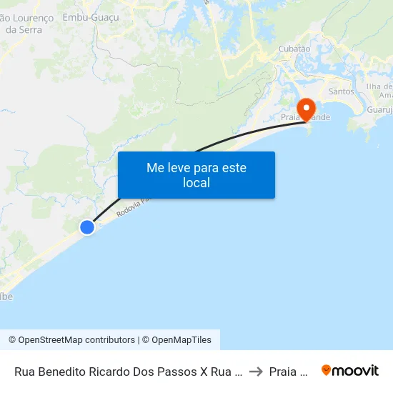 Rua Benedito Ricardo Dos Passos X Rua Silvaldo Souza Amaral to Praia Grande map