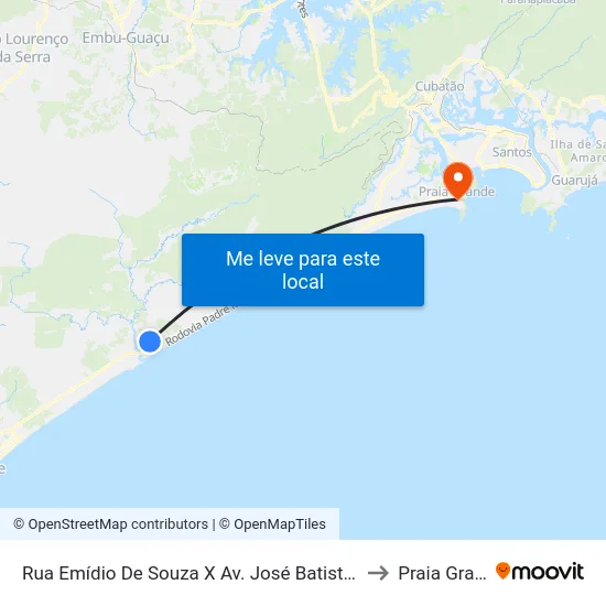 Rua Emídio De Souza X Av. José Batista Campos to Praia Grande map