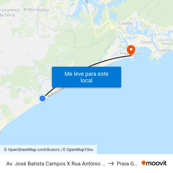 Av. José Batista Campos X Rua Antônio Marques Carreira to Praia Grande map