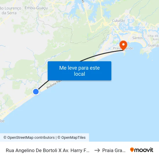 Rua Angelino De Bortoli X Av. Harry Forssell to Praia Grande map