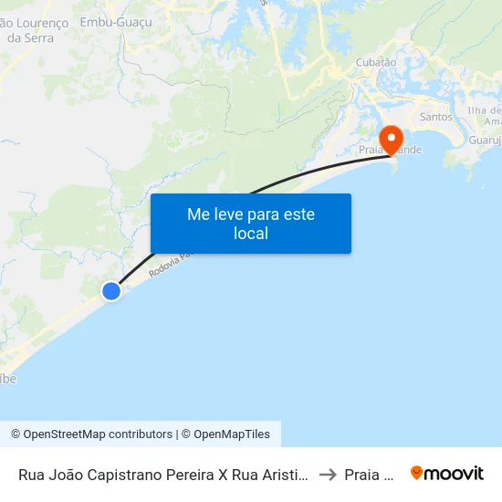 Rua João Capistrano Pereira X Rua Aristides Mendes De Oliveira to Praia Grande map