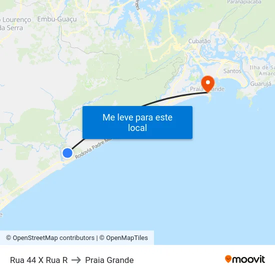 Rua 44 X Rua R to Praia Grande map
