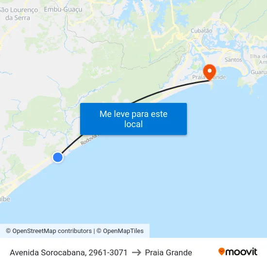 Avenida Sorocabana, 2961-3071 to Praia Grande map