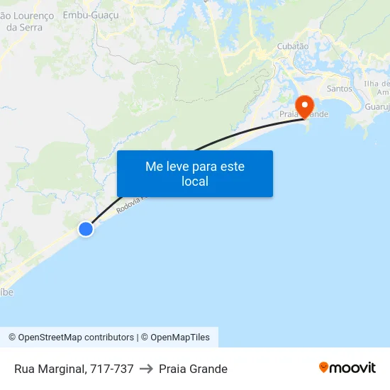 Rua Marginal, 717-737 to Praia Grande map