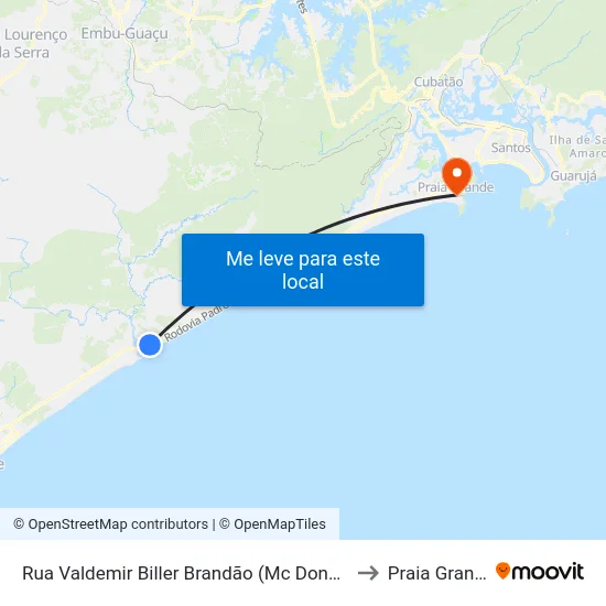 Rua Valdemir Biller Brandão (Mc Donald'S) to Praia Grande map