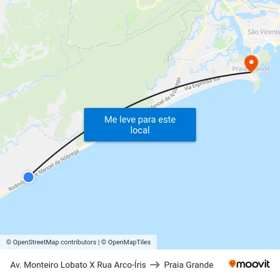Av. Monteiro Lobato X Rua Arco-Íris to Praia Grande map