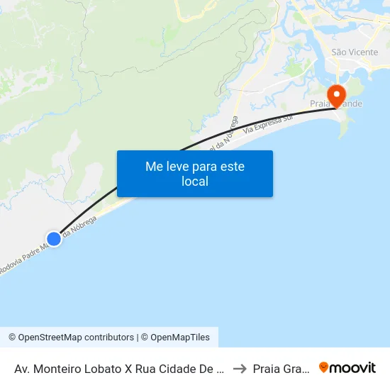 Av. Monteiro Lobato X Rua Cidade De Osasco to Praia Grande map