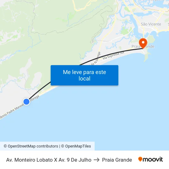 Av. Monteiro Lobato X Av. 9 De Julho to Praia Grande map